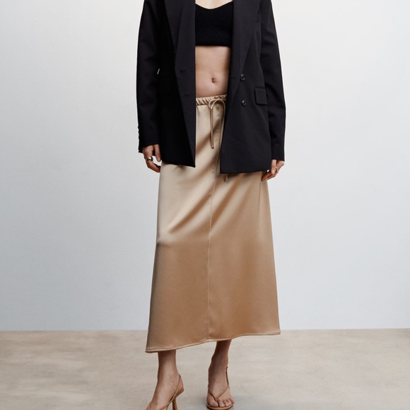 Mango Beige Women's Silky Skirt - Picture 1 of 8